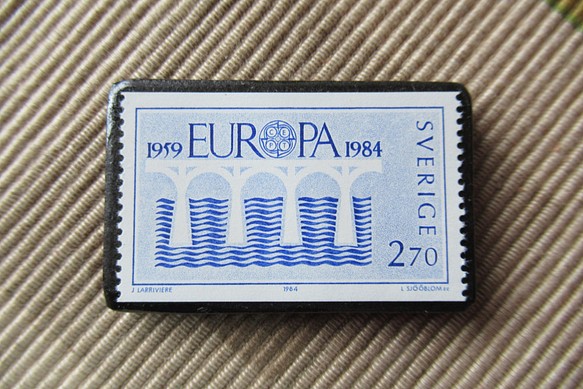 スウエーデン　切手ブローチ6726 1枚目の画像