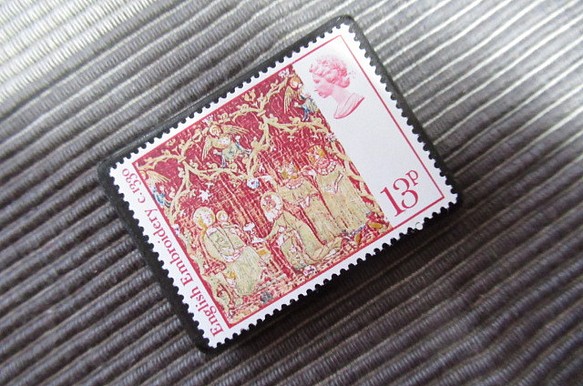 イギリス クリスマス切手ブローチ6855 ブローチ