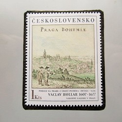 チェコスロバキア　美術切手ブローチ 7297 1枚目の画像