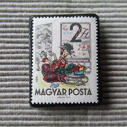 ハンガリー　童話切手ブローチ 7419 1枚目の画像