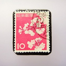 日本　桜切手ブローチ 863 1枚目の画像