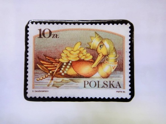 ポーランド　切手ブローチ1028 1枚目の画像