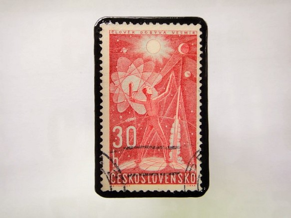 チェコスロバキア　切手ブローチ1045 1枚目の画像