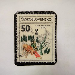 チェコスロバキア　切手ブローチ1149 1枚目の画像
