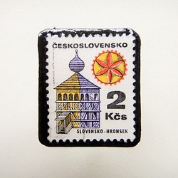 チェコスロバキア　切手ブローチ1291 1枚目の画像