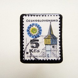 チェコスロバキア　切手ブローチ1293 1枚目の画像