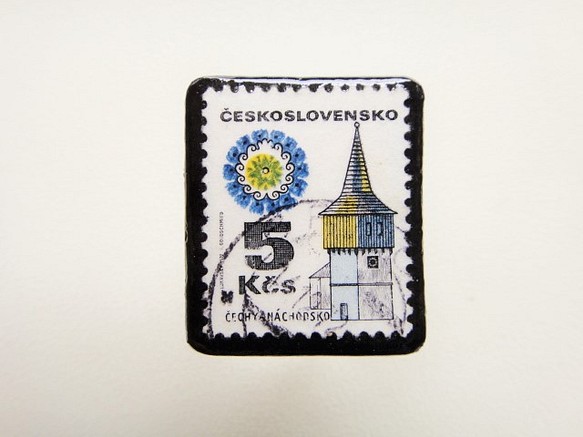 チェコスロバキア　切手ブローチ1293 1枚目の画像