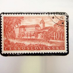チェコスロバキア　 切手ブローチ1482 1枚目の画像