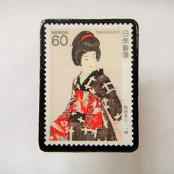 日本　切手ブローチ 1534 1枚目の画像