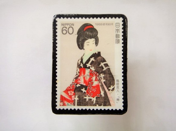 日本　切手ブローチ 1534 1枚目の画像