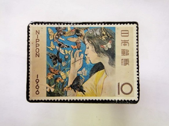 日本　切手ブローチ 1550 1枚目の画像