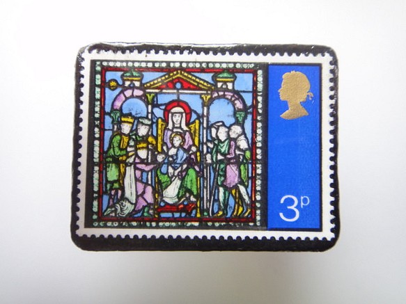 イギリス1971年　クリスマス切手ブローチ1662 1枚目の画像