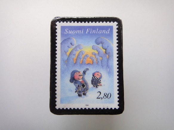 フィンランド　クリスマス切手ブローチ1669 1枚目の画像