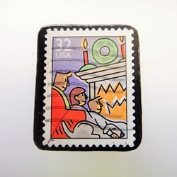 アップサイクル　クリスマス切手ブローチ1783 1枚目の画像