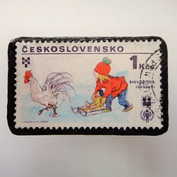 チェコスロバキア　切手ブローチ2114 1枚目の画像