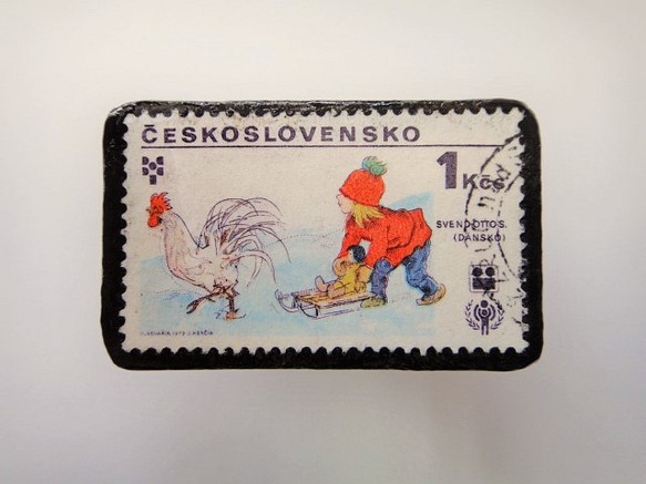 チェコスロバキア　切手ブローチ2114 1枚目の画像