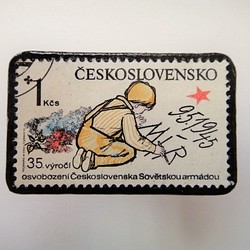 チェコスロバキア　切手ブローチ2115 1枚目の画像