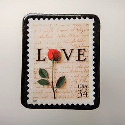アメリカ　バレンタイン切手ブローチ2168 1枚目の画像
