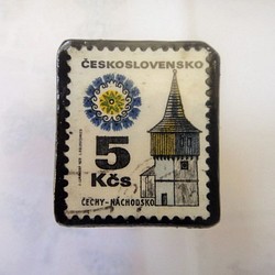 チェコスロバキア　切手ブローチ2492 1枚目の画像