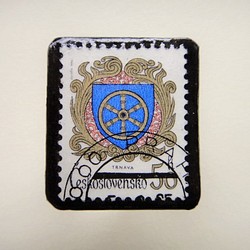 チェコスロバキア　切手ブローチ2496 1枚目の画像