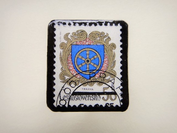 チェコスロバキア　切手ブローチ2496 1枚目の画像