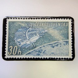 チェコスロバキア　宇宙切手ブローチ 2714 1枚目の画像