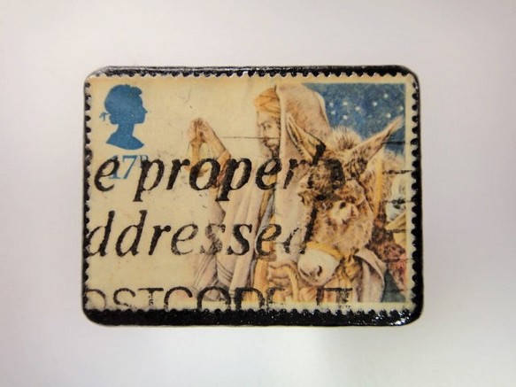 イギリス　クリスマス切手ブローチ2970 1枚目の画像