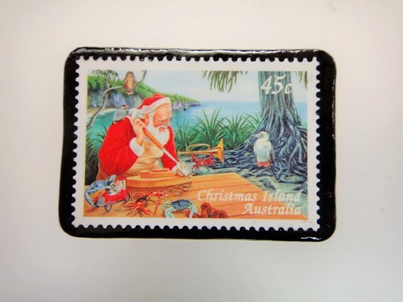 聖誕島聖誕郵票胸針3000 第1張的照片