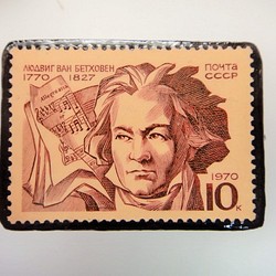 ソ連　ベートーベン切手ブローチ 3053 1枚目の画像