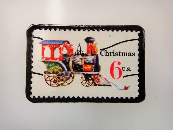 アップサイクル　クリスマス切手ブローチ 3082 1枚目の画像