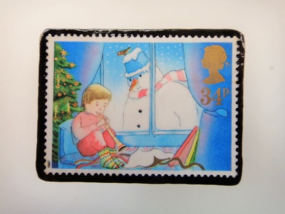 イギリス　クリスマス切手ブローチ3170 1枚目の画像