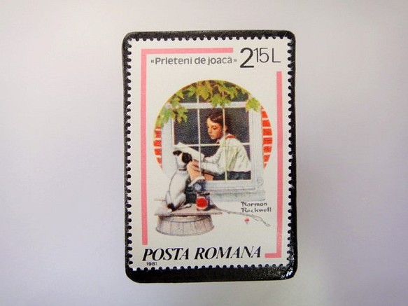 ルーマニア　切手ブローチ3375 1枚目の画像