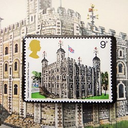 イギリス　城　切手ブローチ(ポストカード付）3411 1枚目の画像