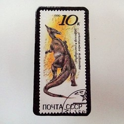 ソ連　恐竜切手ブローチ 3683 1枚目の画像
