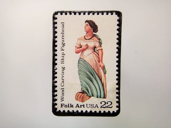 美國木雕娃娃郵票胸針3693 第1張的照片