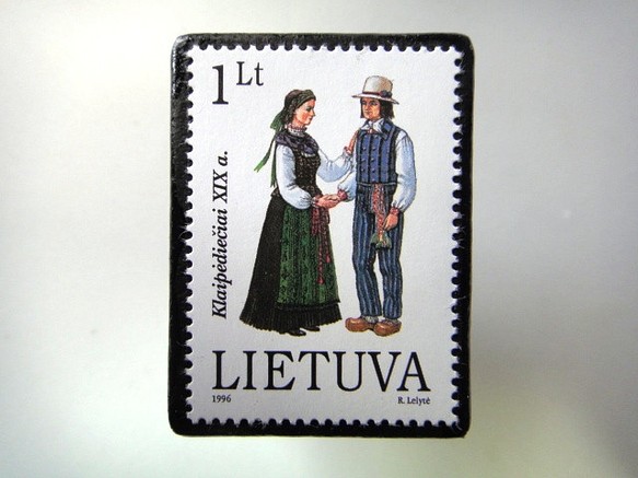 拉脫維亞民間服裝郵票胸針3998 第1張的照片