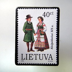 拉脫維亞民間服裝郵票胸針3999 第1張的照片