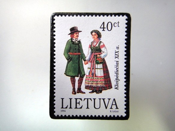 拉脫維亞民間服裝郵票胸針3999 第1張的照片