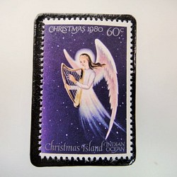 クリスマス島　クリスマス切手ブローチ 4075 1枚目の画像