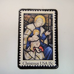 アメリカ　クリスマス切手ブローチ 4325 1枚目の画像