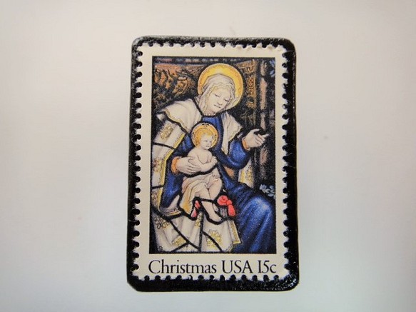 アメリカ　クリスマス切手ブローチ 4325 1枚目の画像