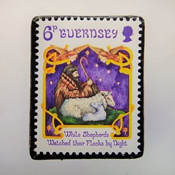 ガンジー　クリスマス切手ブローチ　4441 1枚目の画像