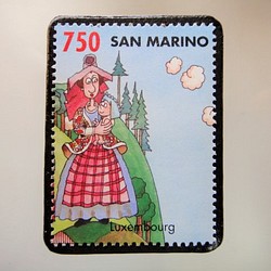 サンマリノ　世界の都市(ルクセンブルグ）切手ブローチ　4880 1枚目の画像