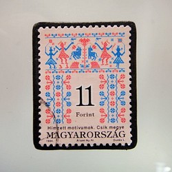 匈牙利刺繡郵票胸針4985 第1張的照片