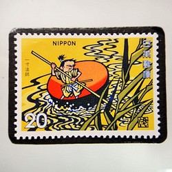 日本むかし話「一寸法師」切手ブローチ　5217 1枚目の画像