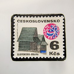 チェコスロバキア　切手ブローチ5350 1枚目の画像