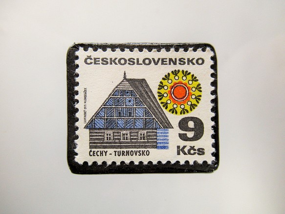 チェコスロバキア　切手ブローチ5351 1枚目の画像