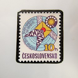 チェコスロバキア　切手ブローチ5363 1枚目の画像