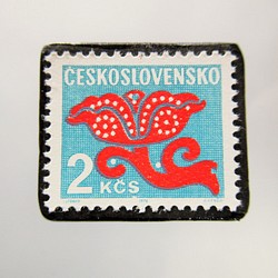 チェコスロバキア　切手ブローチ5368 1枚目の画像