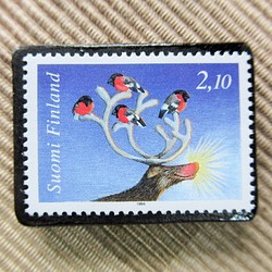 フィンランド　クリスマス切手ブローチ5623 1枚目の画像